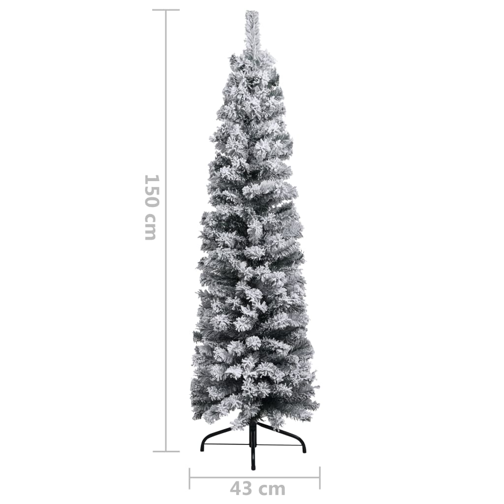 Kunstkerstboom Met Sneeuw Smal 150 Cm Pvc Groen