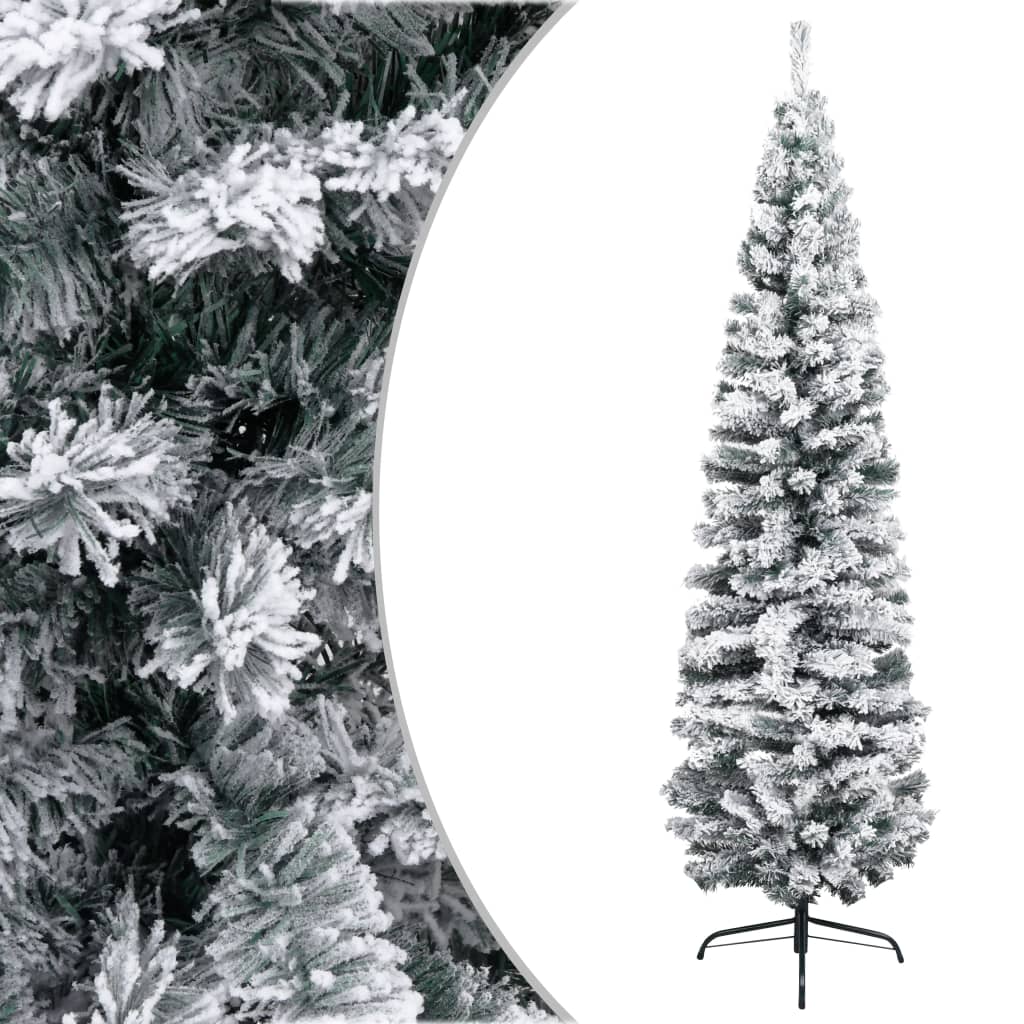 Kunstkerstboom Met Sneeuw Smal 210 Cm Pvc Groen
