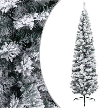 Kunstkerstboom Met Sneeuw Smal 210 Cm Pvc Groen