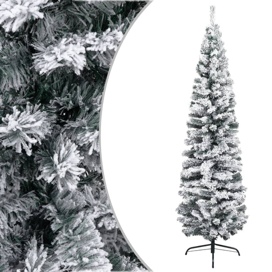Kunstkerstboom Met Sneeuw Smal 210 Cm Pvc Groen