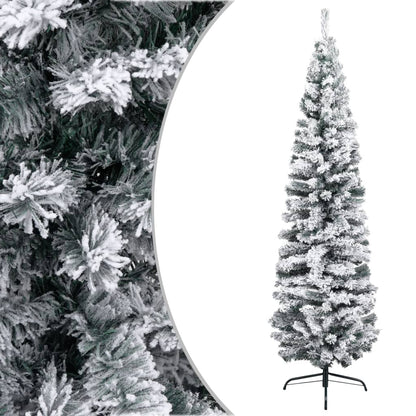 Kunstkerstboom Met Sneeuw Smal 240 Cm Pvc Groen