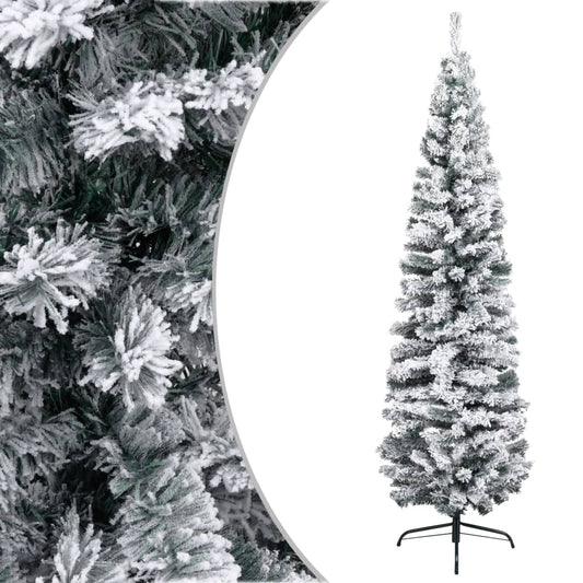 Kunstkerstboom Met Sneeuw Smal 240 Cm Pvc Groen