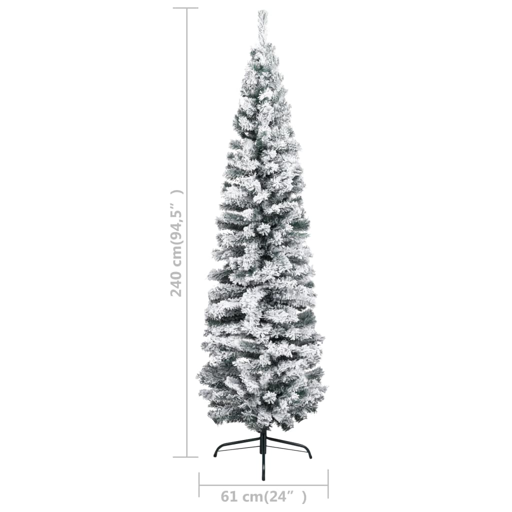 Kunstkerstboom Met Sneeuw Smal 240 Cm Pvc Groen