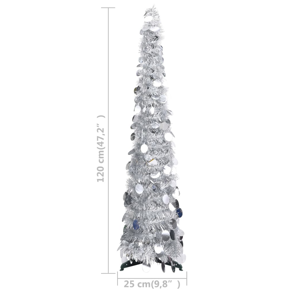 Kunstkerstboom Pop-Up 120 Cm Pet Zilverkleurig