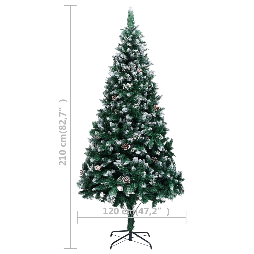 Kunstkerstboom Met Dennenappels En Witte Sneeuw 210 Cm