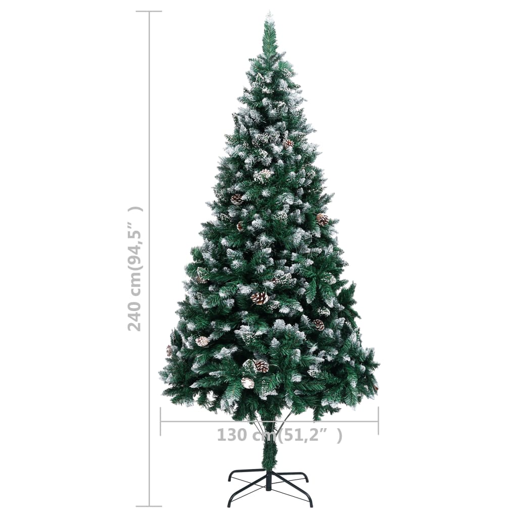 Kunstkerstboom Met Dennenappels En Witte Sneeuw 240 Cm