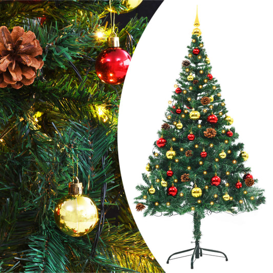 Kunstkerstboom Met Kerstballen En Led's 150 Cm Groen