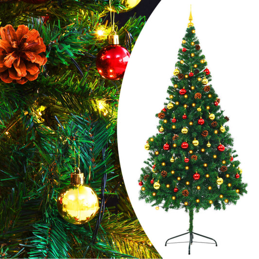 Kunstkerstboom Met Kerstballen En Led's 210 Cm Groen