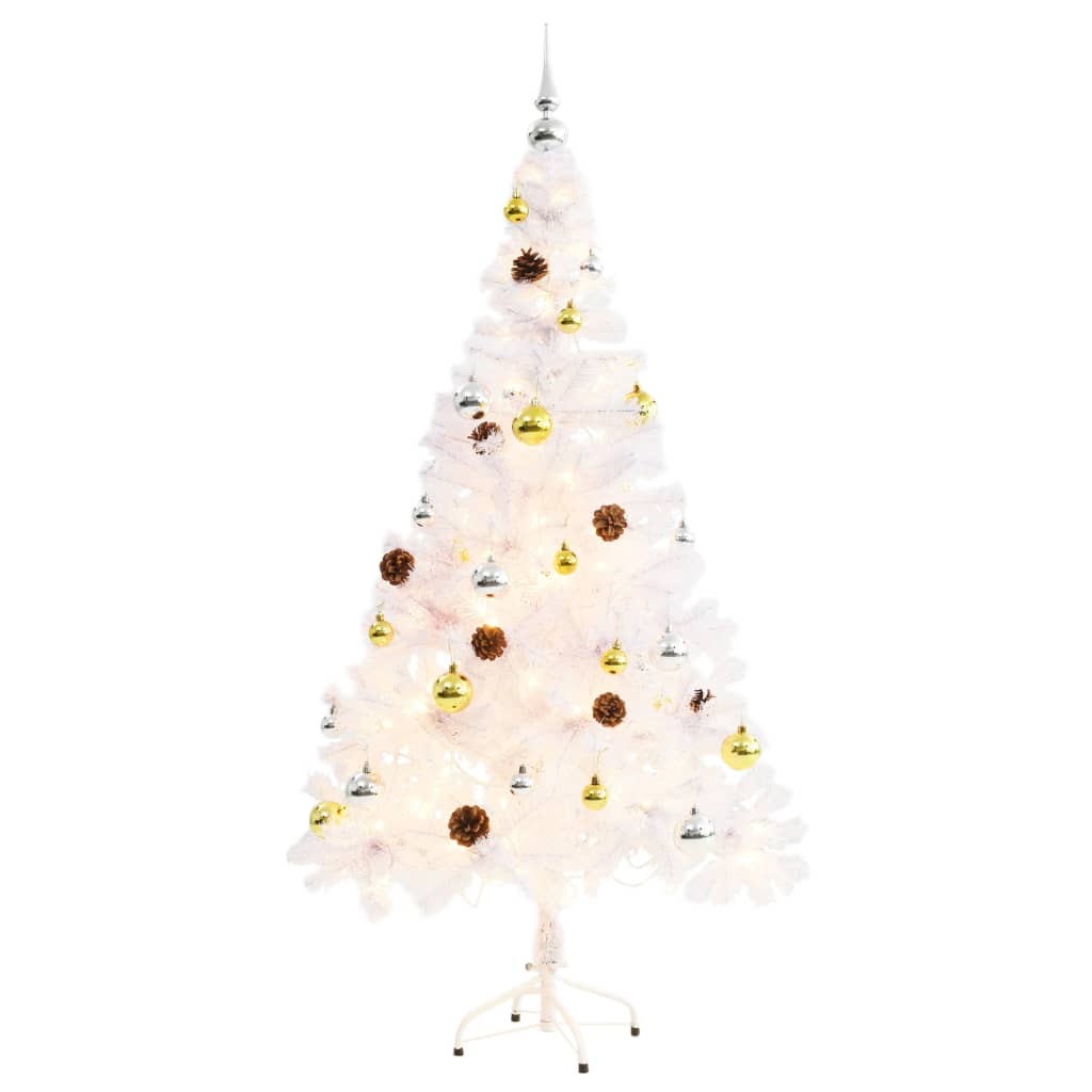 Kunstkerstboom Met Kerstballen En Led's 150 Cm Wit