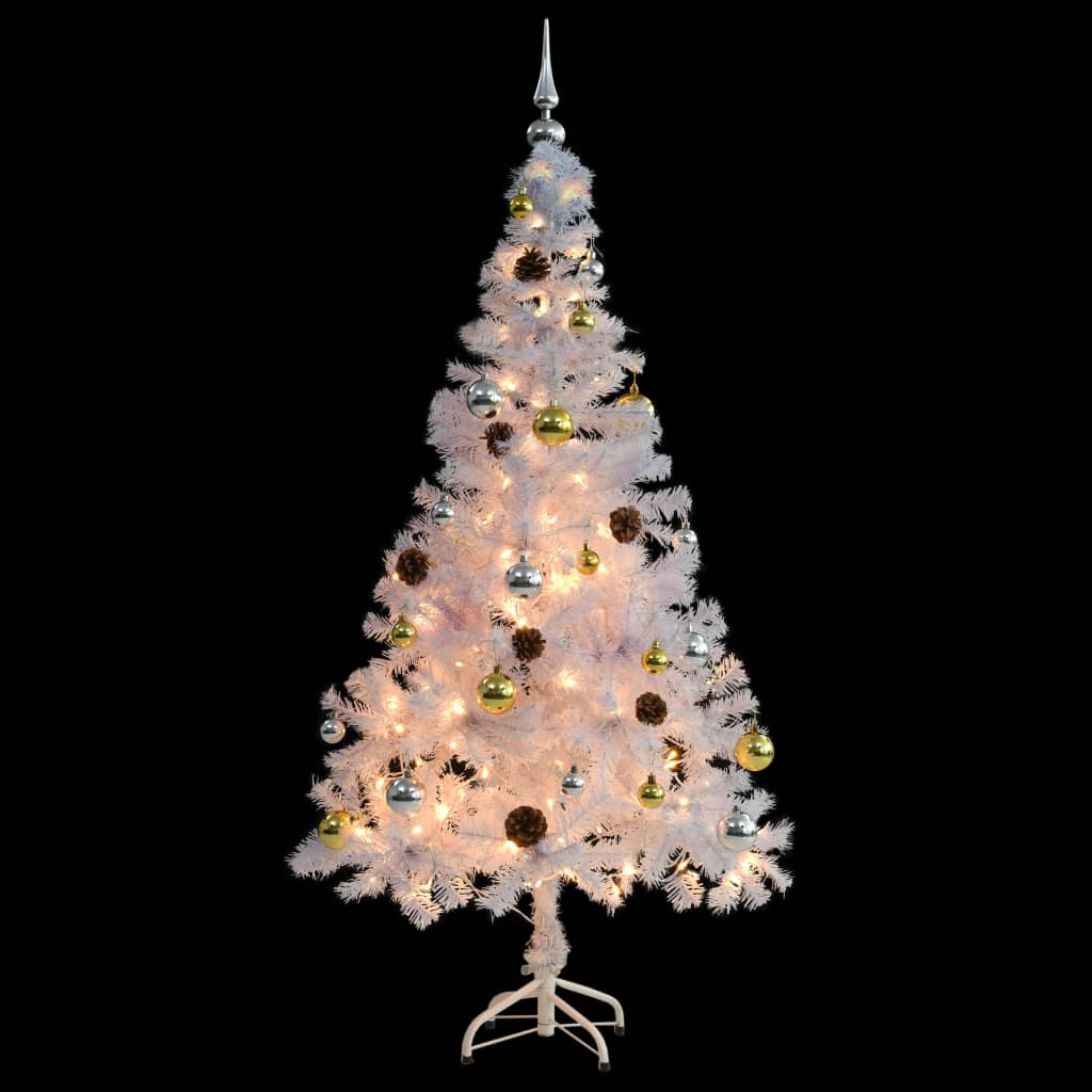 Kunstkerstboom Met Kerstballen En Led's 150 Cm Wit