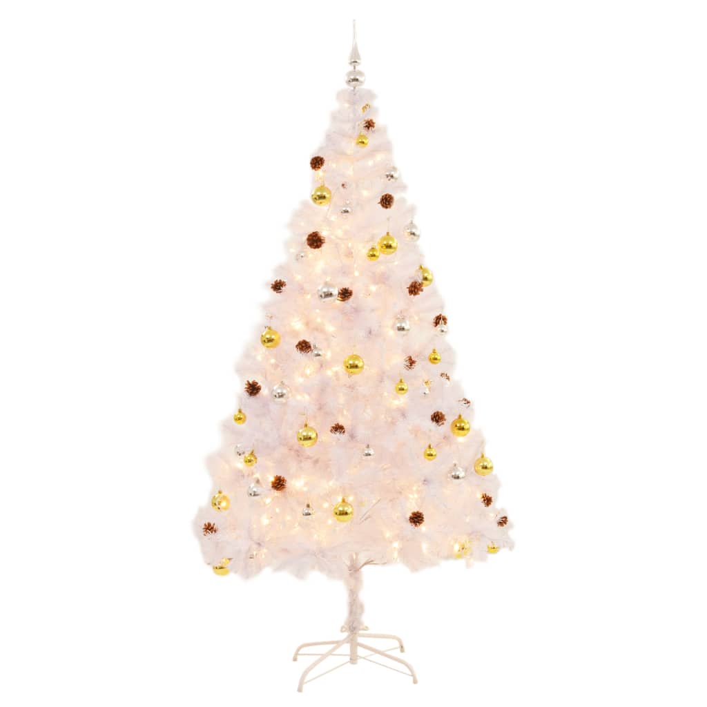 Kunstkerstboom Met Kerstballen En Led's 210 Cm Wit