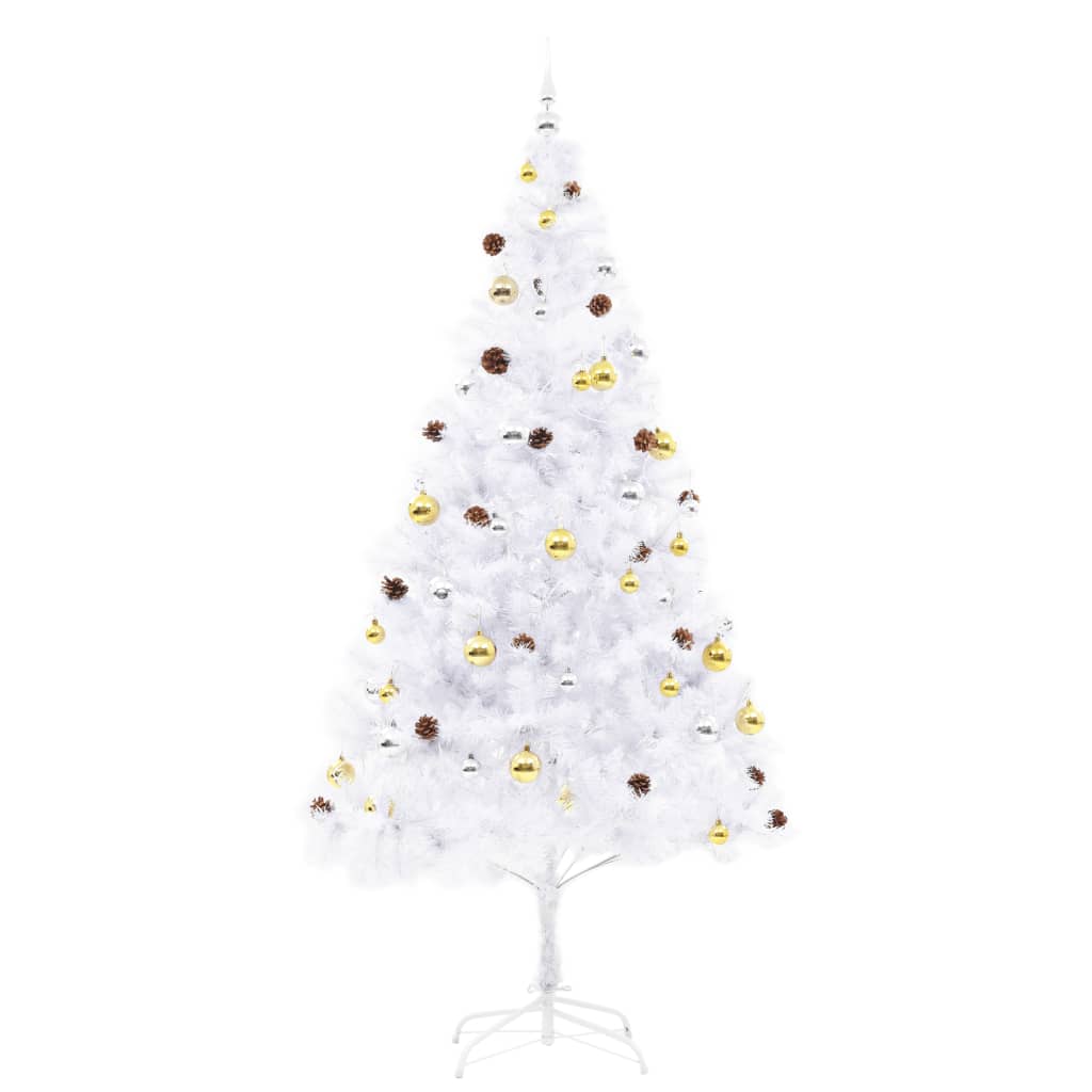 Kunstkerstboom Met Kerstballen En Led's 210 Cm Wit