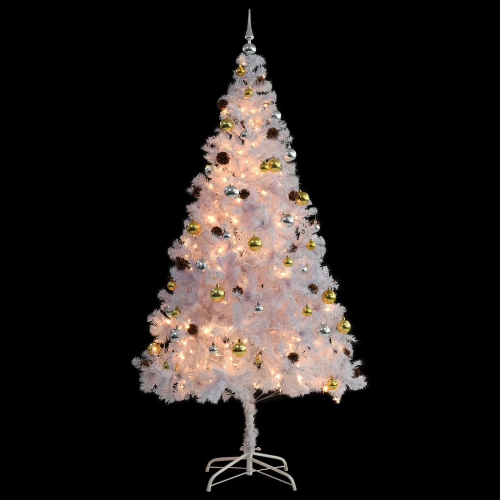 Kunstkerstboom Met Kerstballen En Led's 210 Cm Wit