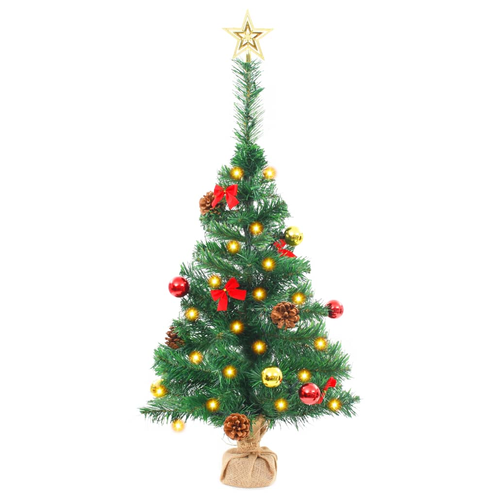 Kunstkerstboom Met Kerstballen En Led's 64 Cm Groen