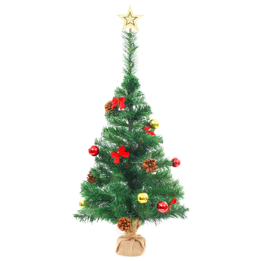 Kunstkerstboom Met Kerstballen En Led's 64 Cm Groen