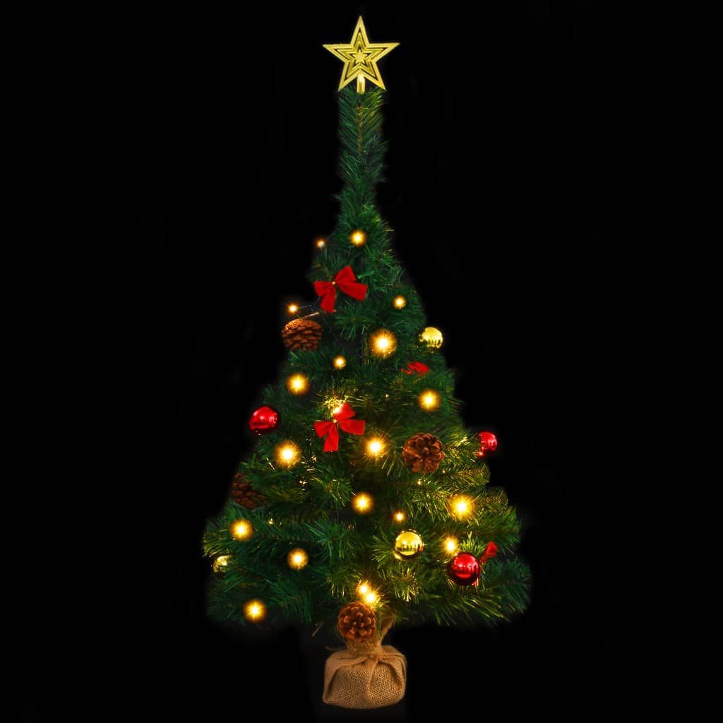 Kunstkerstboom Met Kerstballen En Led's 64 Cm Groen