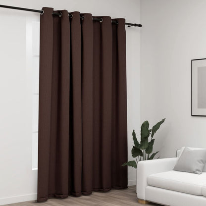 Gordijn Linnen-Look Verduisterend Met Ogen 290X245 Cm Taupe