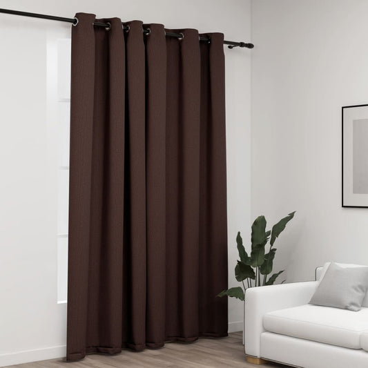 Gordijn Linnen-Look Verduisterend Met Ogen 290X245 Cm Taupe