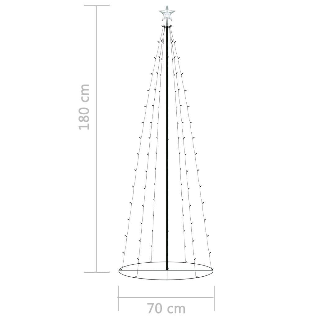 Kegelkerstboom 100 Led's 70X180 Cm Warmwit