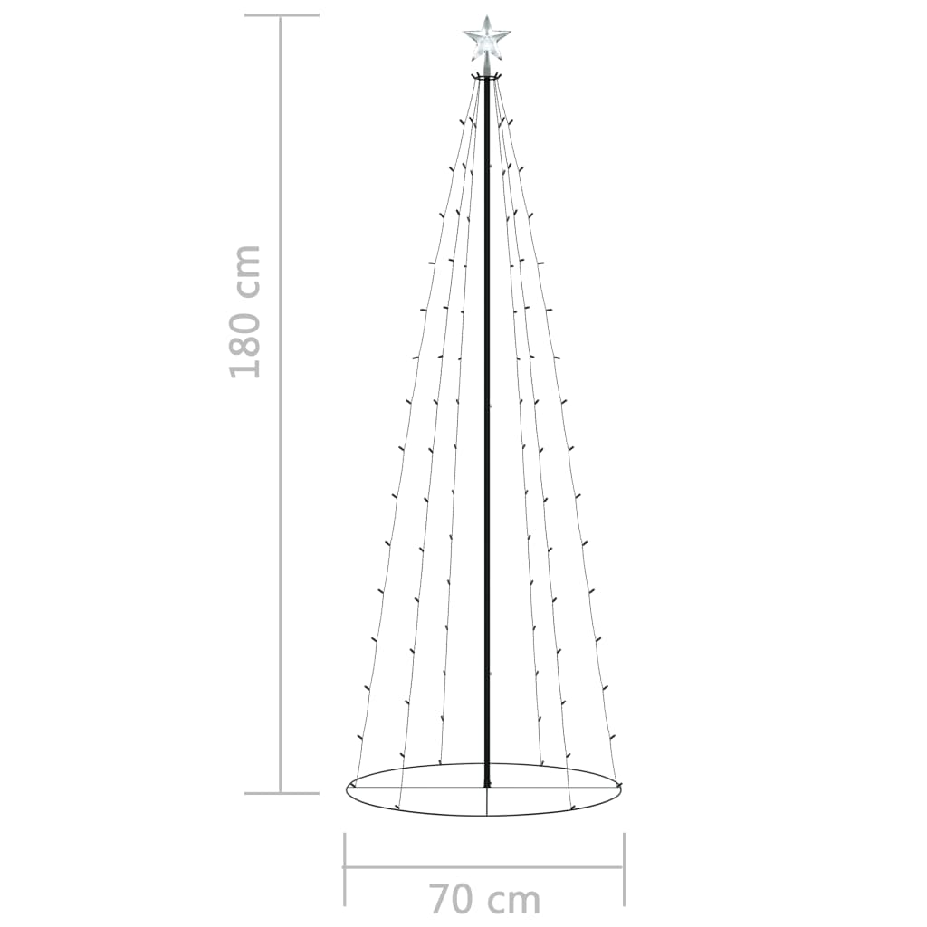 Kegelkerstboom 100 Led's 70X180 Cm Meerkleurig