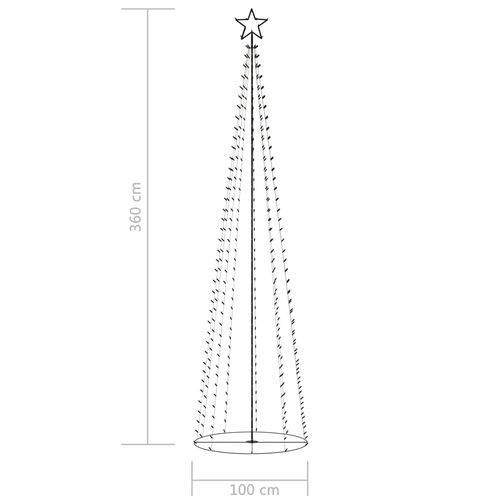 Kegelkerstboom 400 Led's 100X360 Cm Meerkleurig