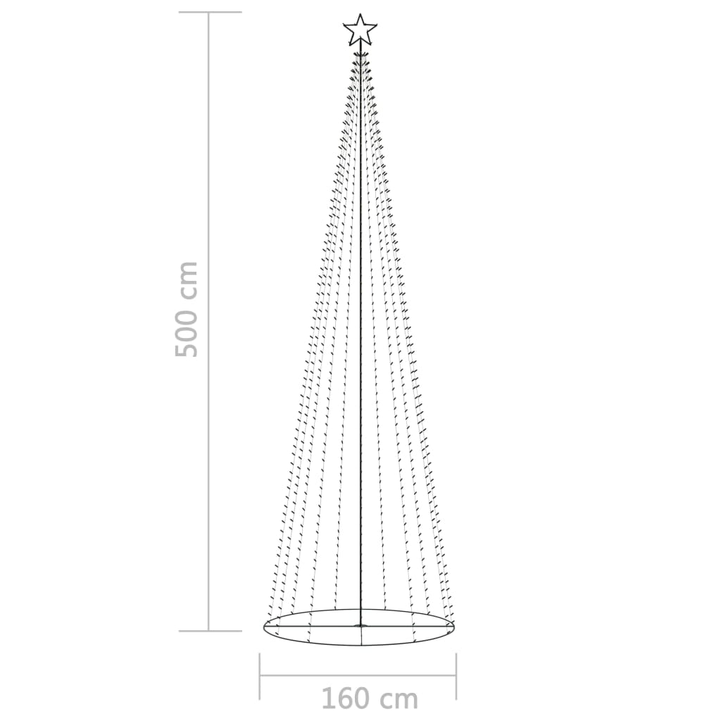 Kegelkerstboom 752 Led's 160X500 Cm Meerkleurig