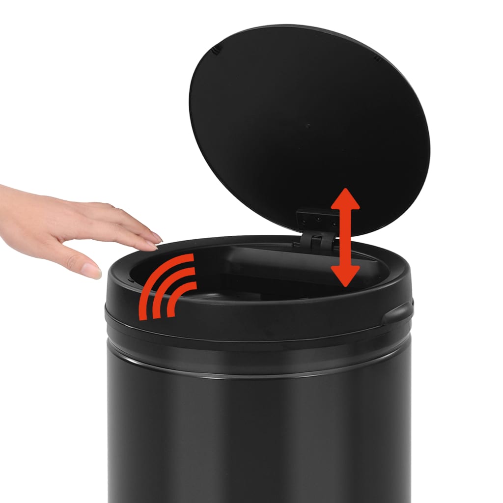 Prullenbak Met Automatische Sensor 80 L Koolstofstaal Zwart