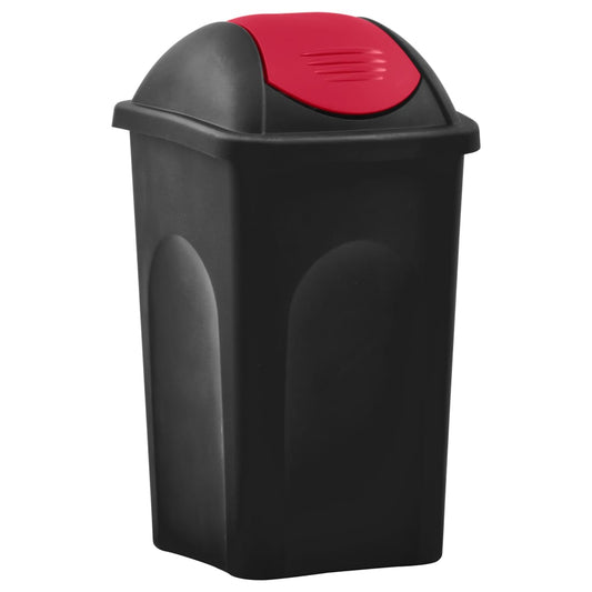 Vuilnisbak Met Schommeldeksel 60 L Zwart En Rood
