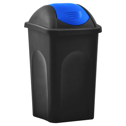 Vuilnisbak Met Schommeldeksel 60 L Zwart En Blauw