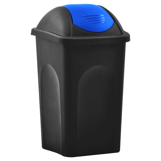 Vuilnisbak Met Schommeldeksel 60 L Zwart En Blauw