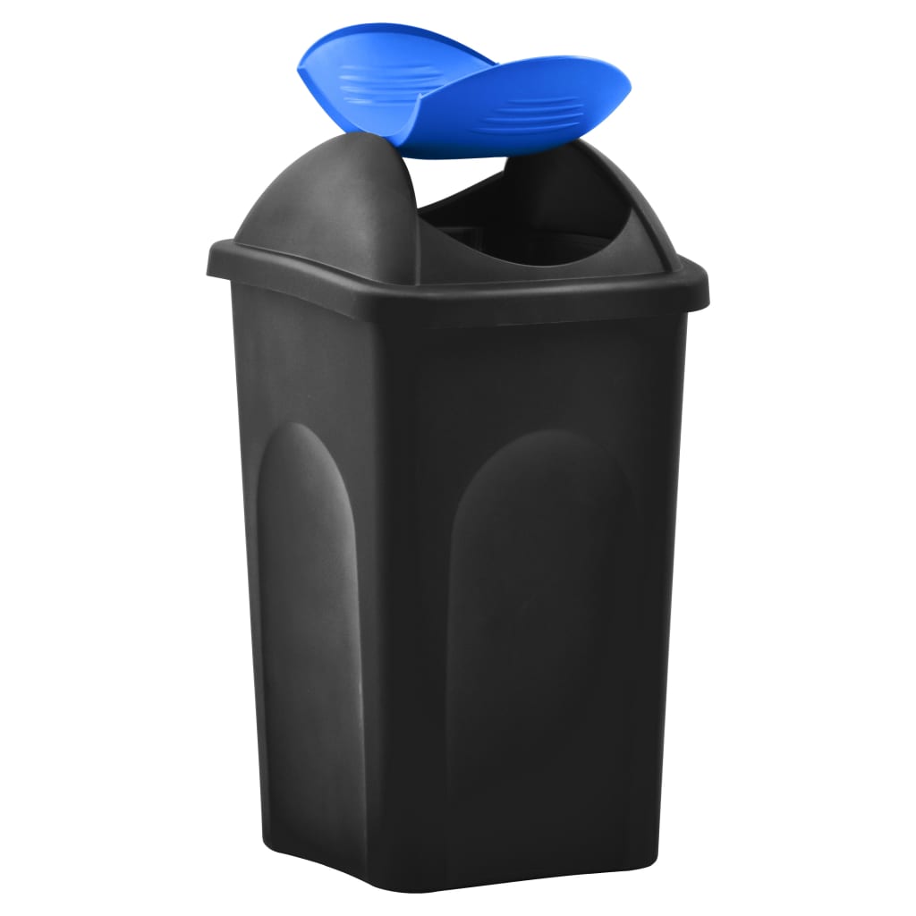 Vuilnisbak Met Schommeldeksel 60 L Zwart En Blauw