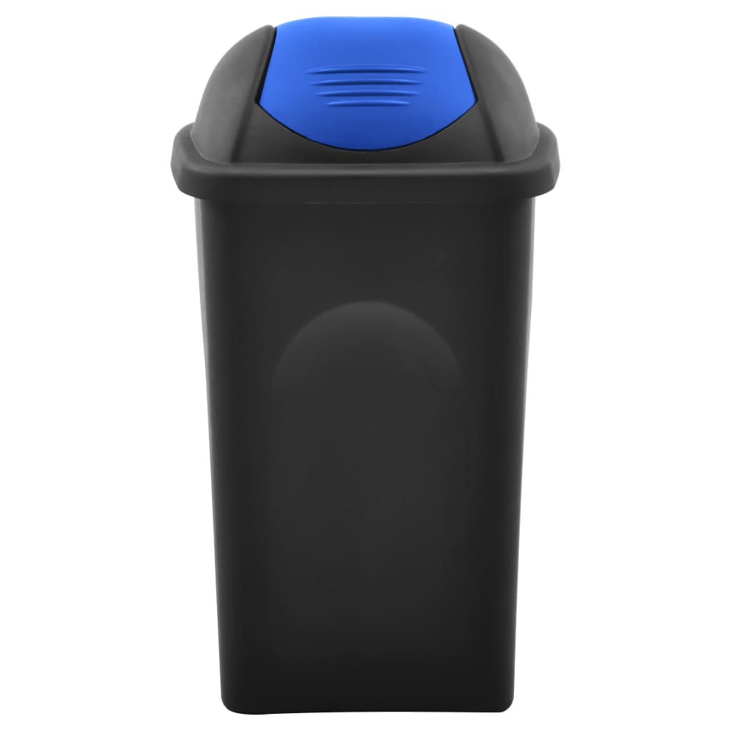 Vuilnisbak Met Schommeldeksel 60 L Zwart En Blauw
