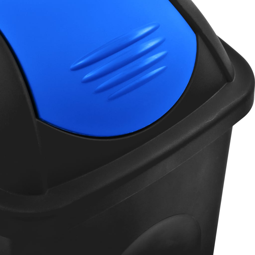 Vuilnisbak Met Schommeldeksel 60 L Zwart En Blauw