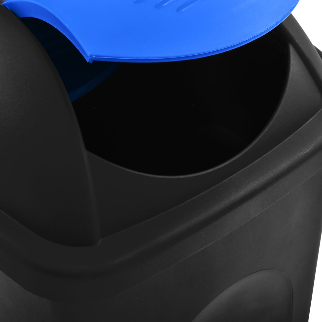 Vuilnisbak Met Schommeldeksel 60 L Zwart En Blauw