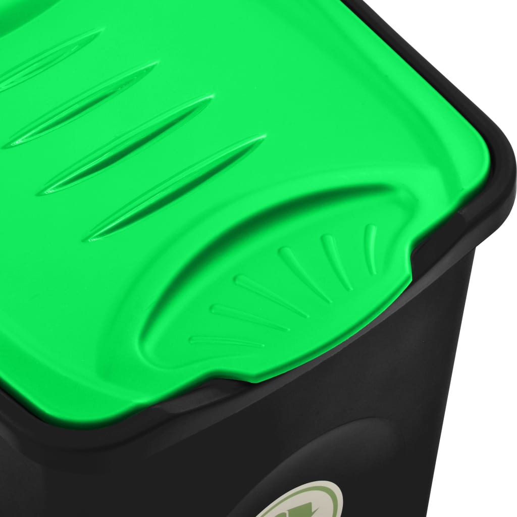 Vuilnisbak Met Scharnierdeksel 50 L Zwart En Groen