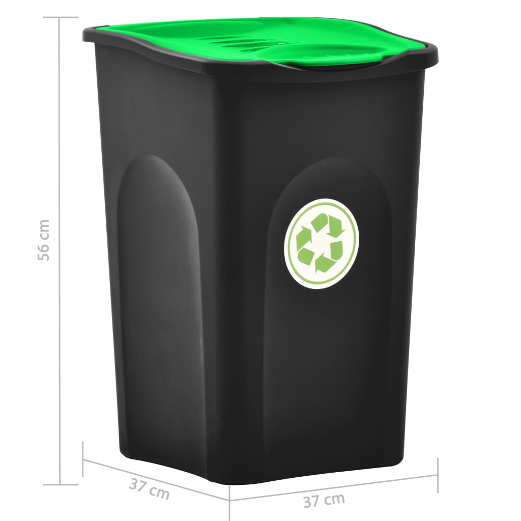 Vuilnisbak Met Scharnierdeksel 50 L Zwart En Groen