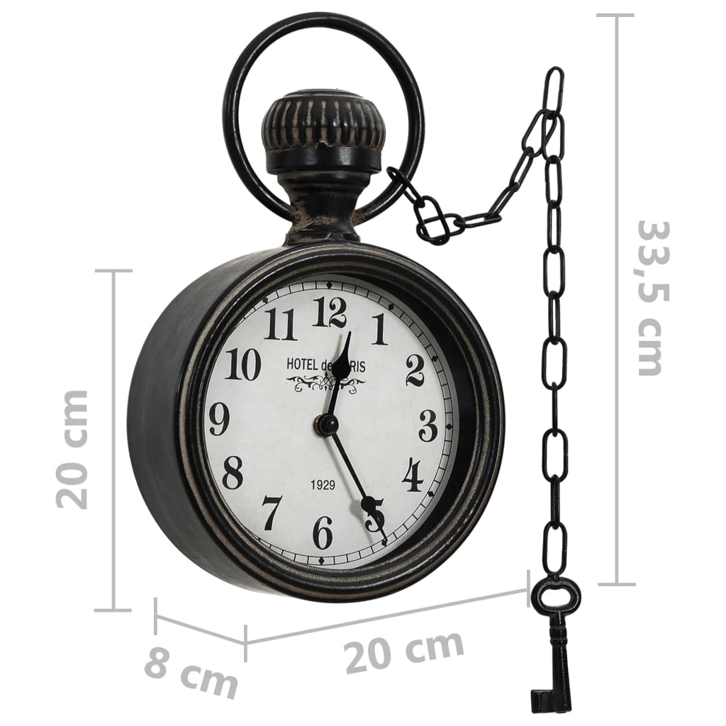 Wandklok 20X8X33,5 Cm Ijzer En Mdf Zwart