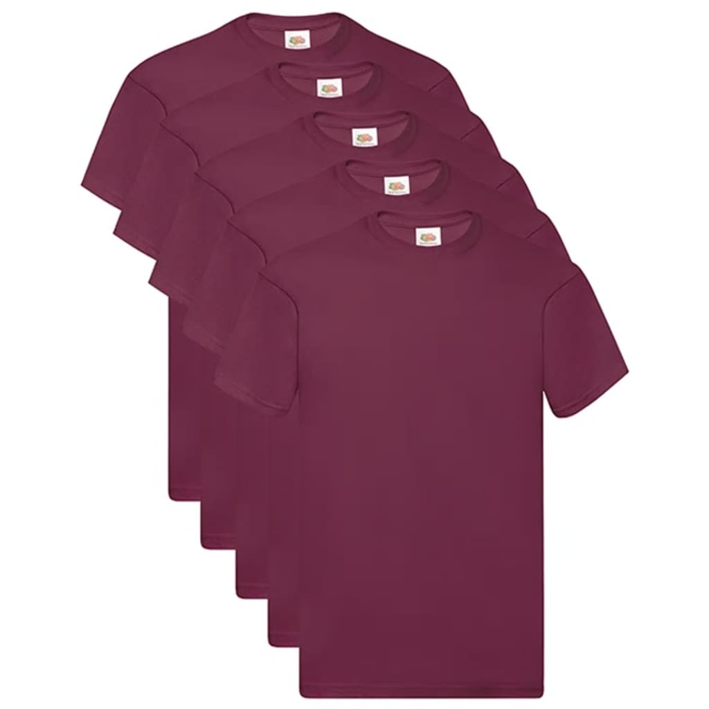 Fruit Of The Loom T-Shirts Original 5 St S Katoen Bordeauxrood