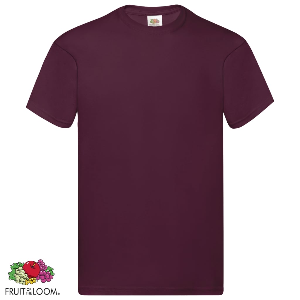 Fruit Of The Loom T-Shirts Original 5 St S Katoen Bordeauxrood