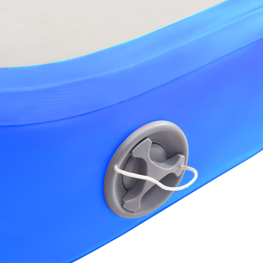 Gymnastiekmat Met Pomp Opblaasbaar 400X100X15 Cm Pvc Blauw