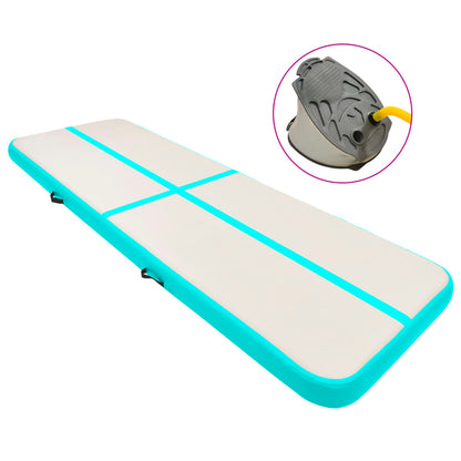 Gymnastiekmat Met Pomp Opblaasbaar 400X100X15 Cm Pvc Groen