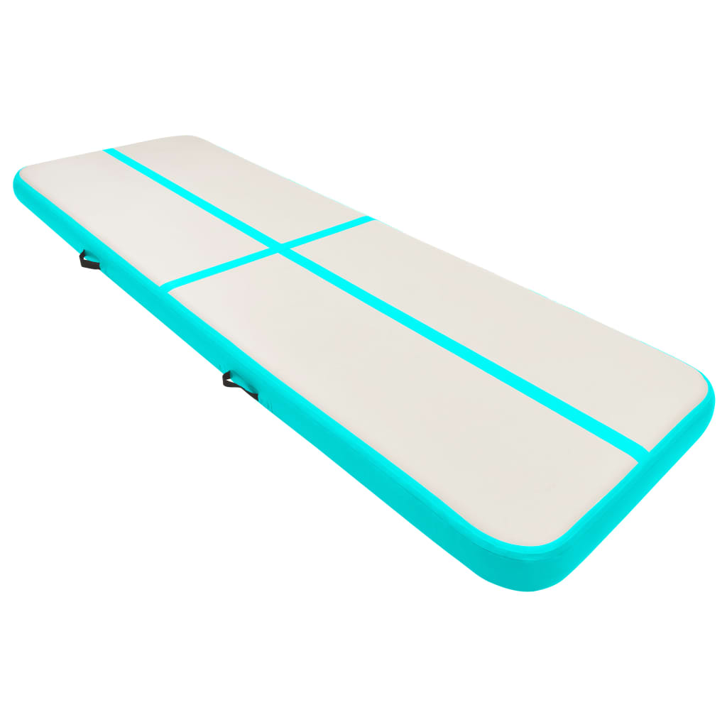 Gymnastiekmat Met Pomp Opblaasbaar 400X100X15 Cm Pvc Groen