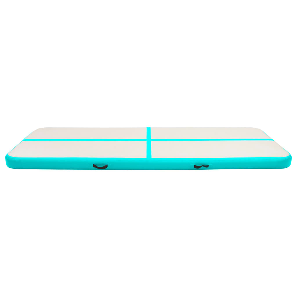 Gymnastiekmat Met Pomp Opblaasbaar 400X100X15 Cm Pvc Groen