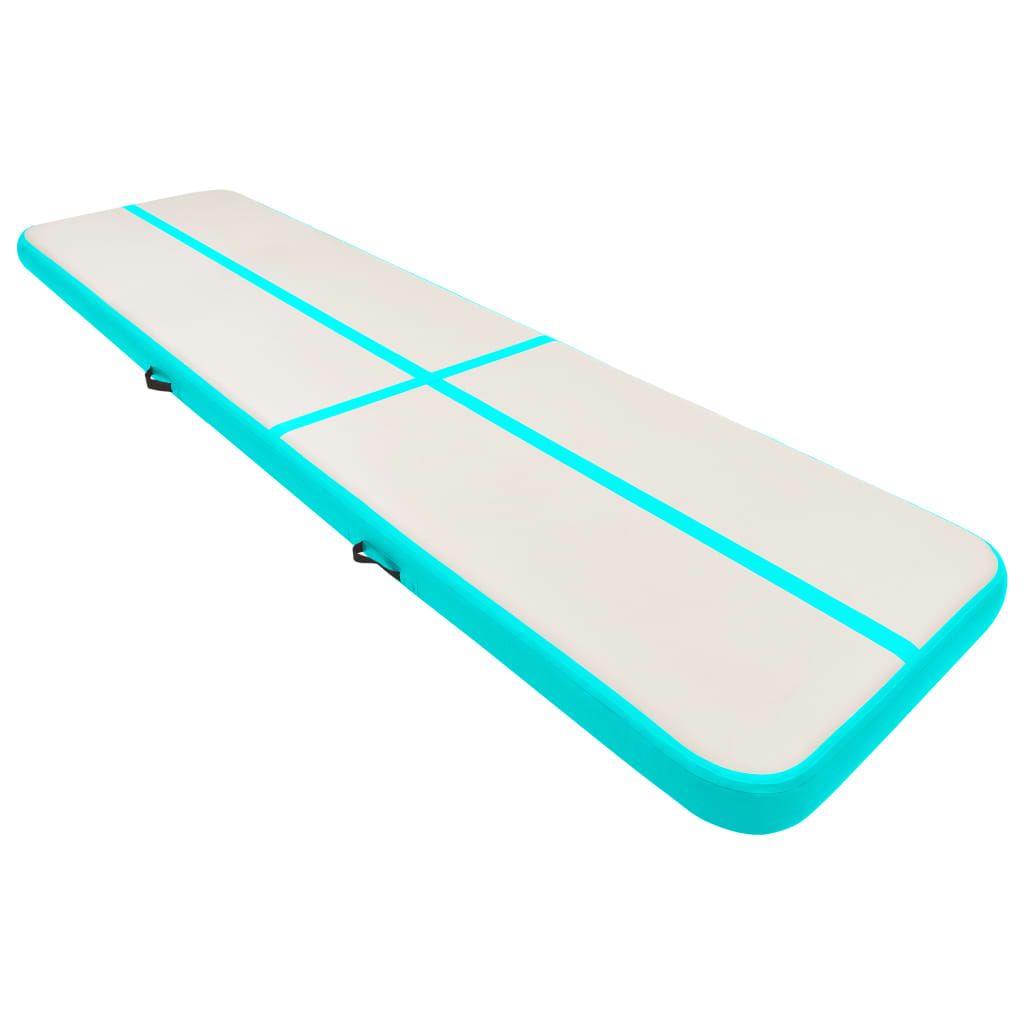 Gymnastiekmat Met Pomp Opblaasbaar 700X100X15 Cm Pvc Groen