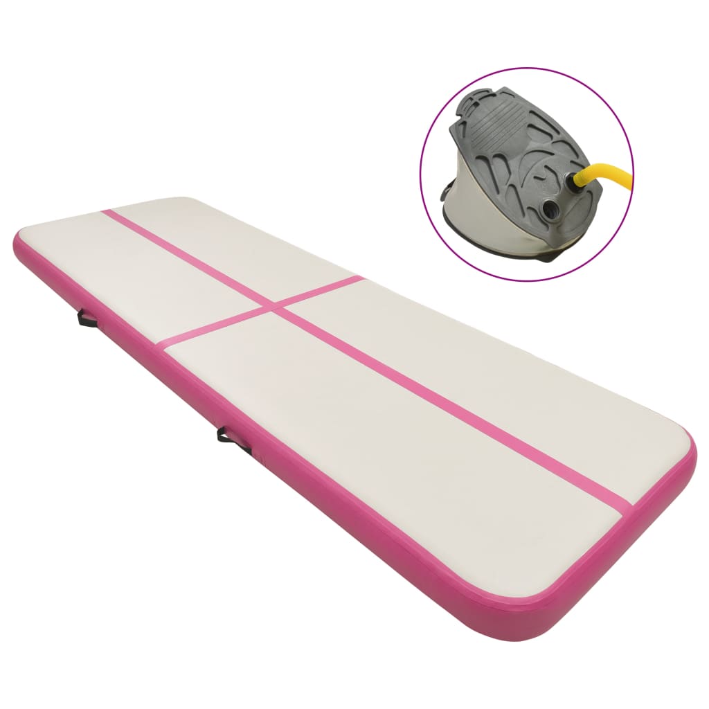 Gymnastiekmat Met Pomp Opblaasbaar 400X100X20 Cm Pvc Roze