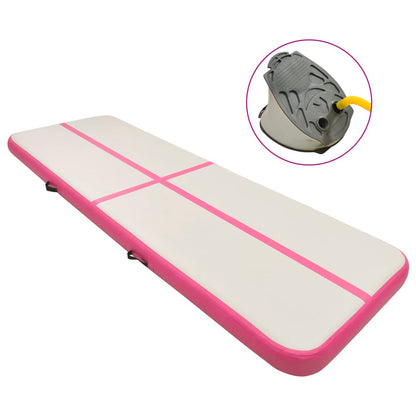 Gymnastiekmat Met Pomp Opblaasbaar 400X100X20 Cm Pvc Roze