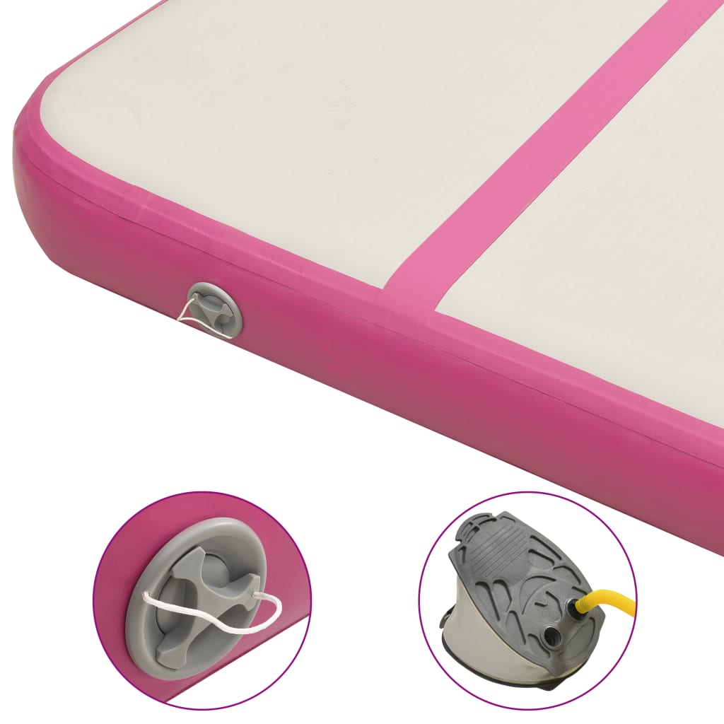 Gymnastiekmat Met Pomp Opblaasbaar 400X100X20 Cm Pvc Roze