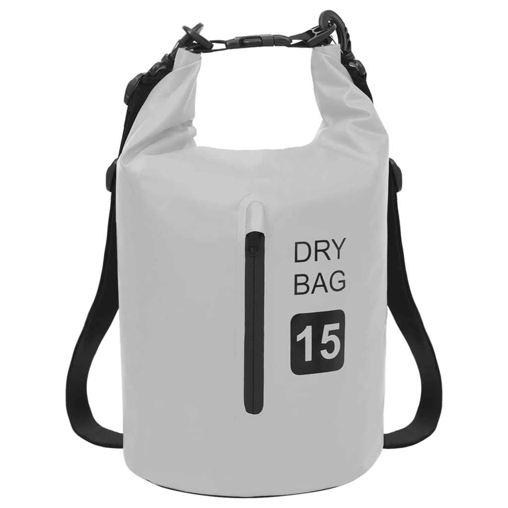 Drybag Met Rits 15 L Pvc Grijs
