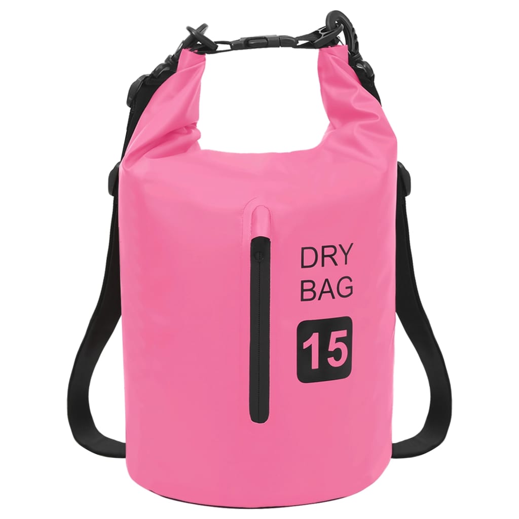 Drybag Met Rits 15 L Pvc Roze