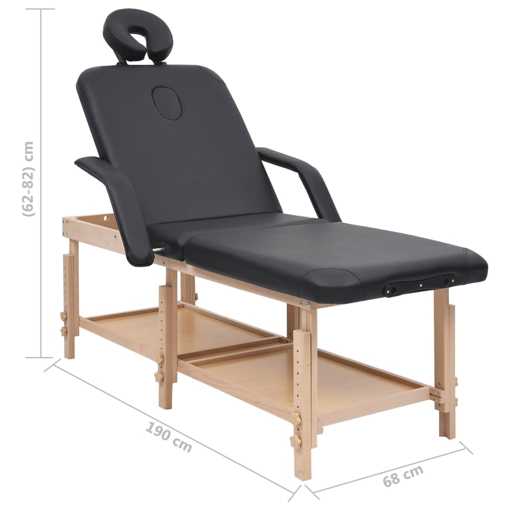 Massagetafel 3 Zones Kunstleer Zwart